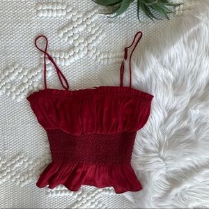 Free People Red ruched Sleeveless cami top, small?